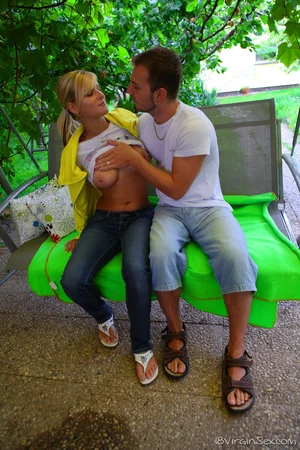 Blonde teen Lena gives a nasty blowjob before getting rammed outdoors - 3