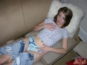 Petite amateur Dakota B gets naked in various locations inside her house - 2