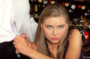 Young cutie Lolita fucks 2 guys in a bar for free drinks the rest of the night - 1