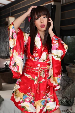 Asian Marica Hase disrobes kimono and gets analyzed by ebony Michael Chapman - 2
